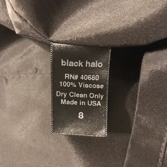 Black Halo Crepe Dress with Chiffon Panels on Front - Picture 6 of 7